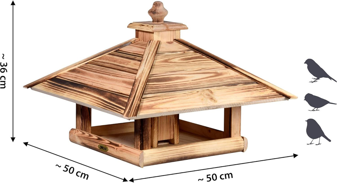 dobar® Green Label 18008FSCe Grosses Vogelfutterhaus Lumbre - Futterhaus aus Holz - Futterstation zu