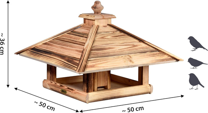 dobar® Green Label 18008FSCe Grosses Vogelfutterhaus Lumbre - Futterhaus aus Holz - Futterstation zu