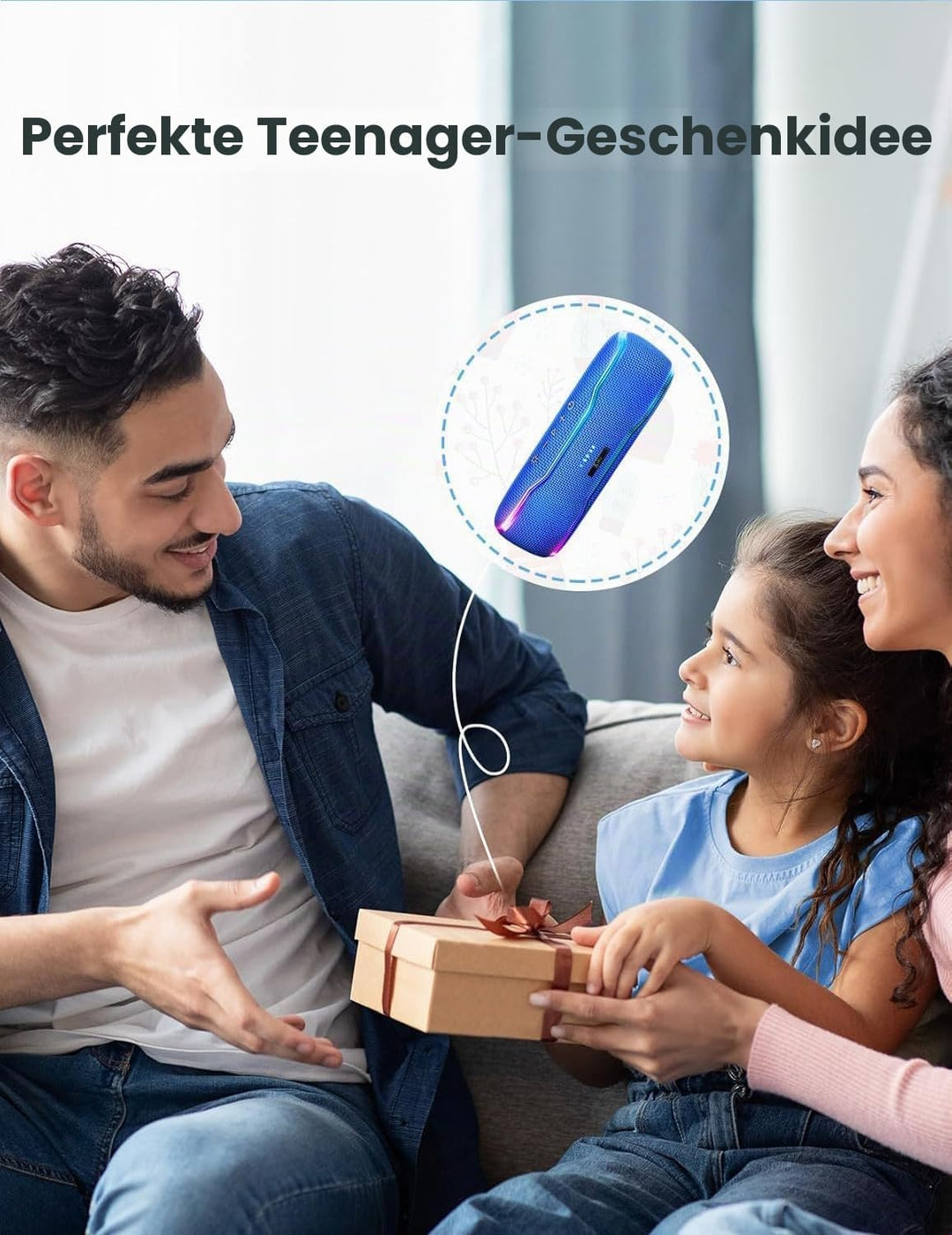 AY Bluetooth Lautsprecher Musikbox Tragbarer IPX7 Wasserdicht Bluetooth Box mit Bunten Licht und Sat