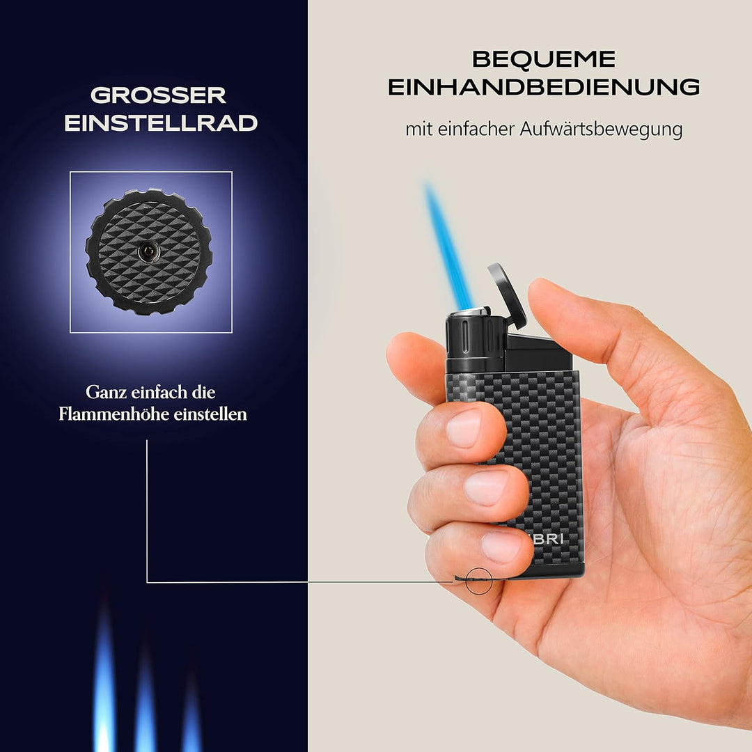 Colibri Evo Sturmfeuerzeug - Windbeständig - Extragrosse Einstellrad - Jet Feuerzeug Mit Einzel Jetf