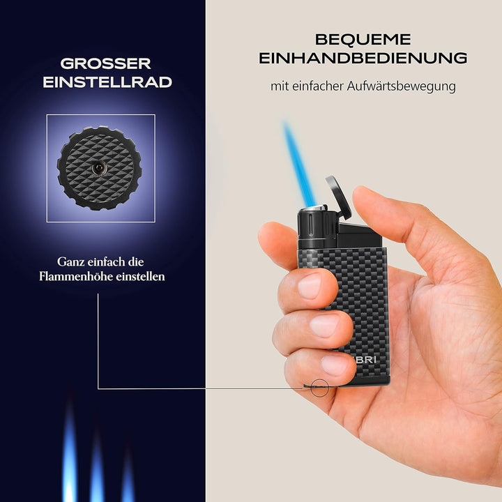 Colibri Evo Sturmfeuerzeug - Windbeständig - Extragrosse Einstellrad - Jet Feuerzeug Mit Einzel Jetf