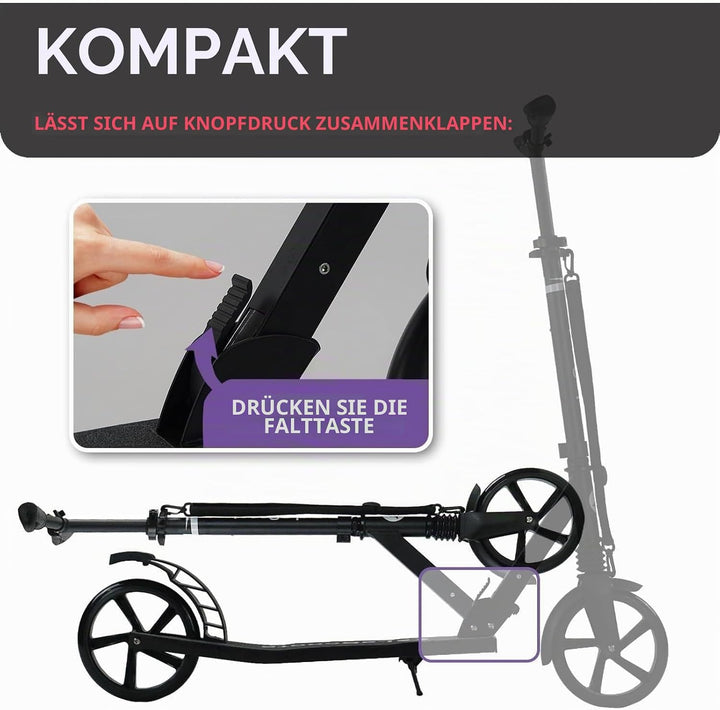 Lascoota Roller für Kinder ab 8 Jahren- Tretroller Erwachsene – Klappbar & Höhenverstellbar – Federu