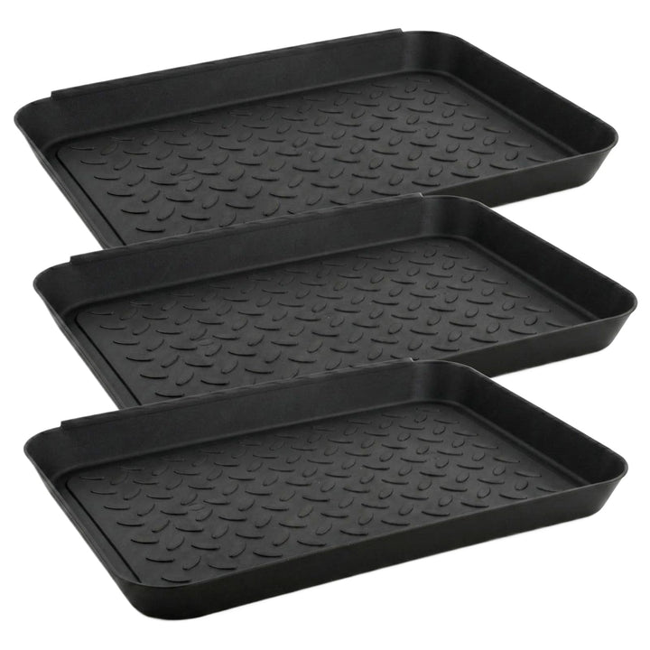3er Set Schuhabtropfschale 35x27x2,8cm, Schuhmatte Abtropfmatte mit Hohem Rand & Punktmuster, Robust