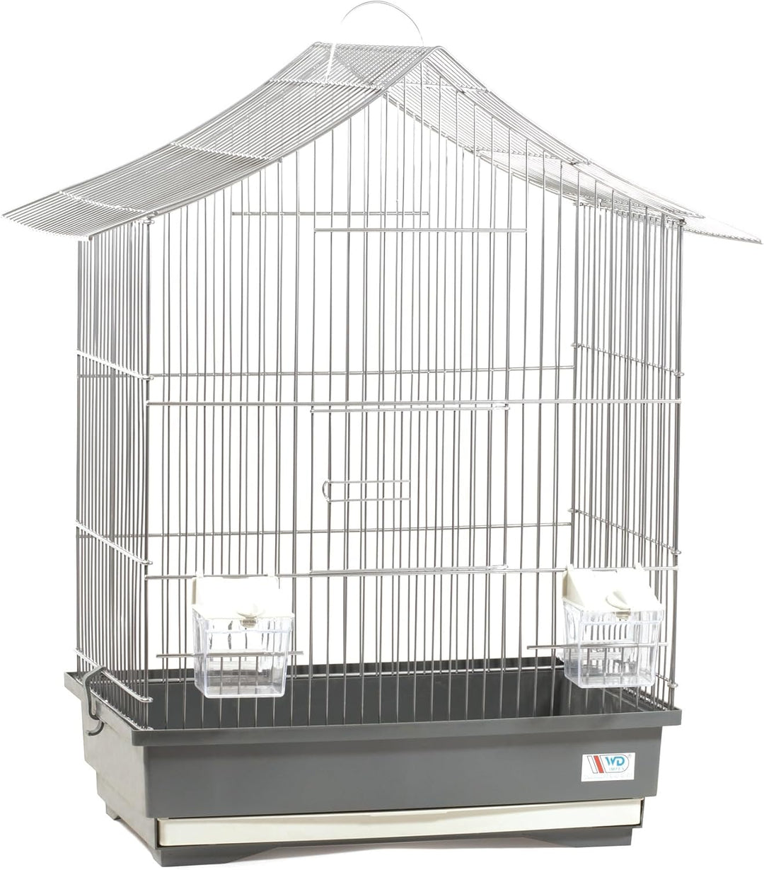 Vogelkäfig, Vogelheim, Vogelbauer, verchromt grau, 49 x 32 x 57,5 cm