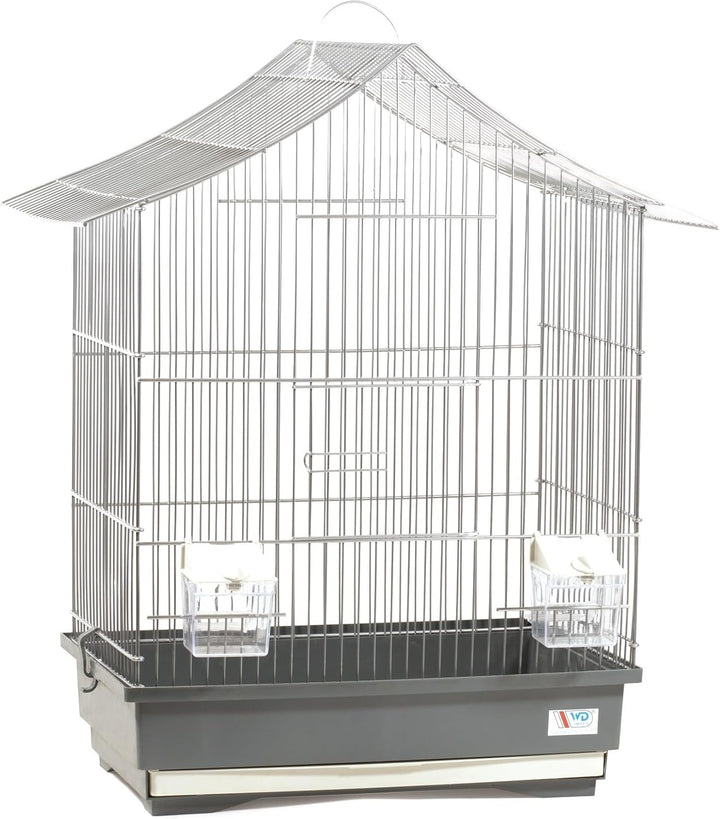 Vogelkäfig, Vogelheim, Vogelbauer, verchromt grau, 49 x 32 x 57,5 cm