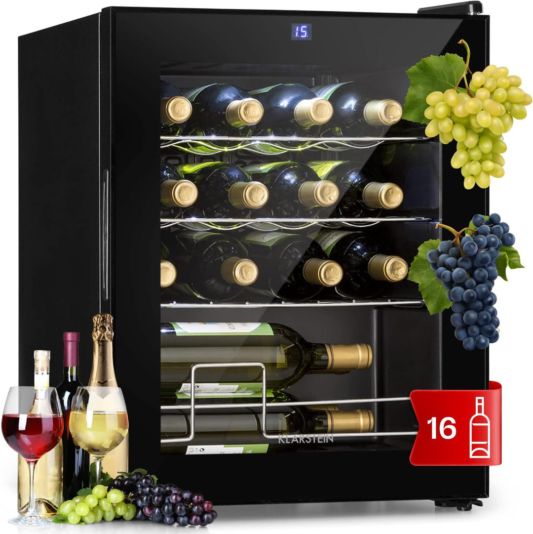 Klarstein Weinkühlschrank, 1 Zonen Getränkekühlschrank Klein, Kleiner Weinschrank 42L, Wein-Kühlschr