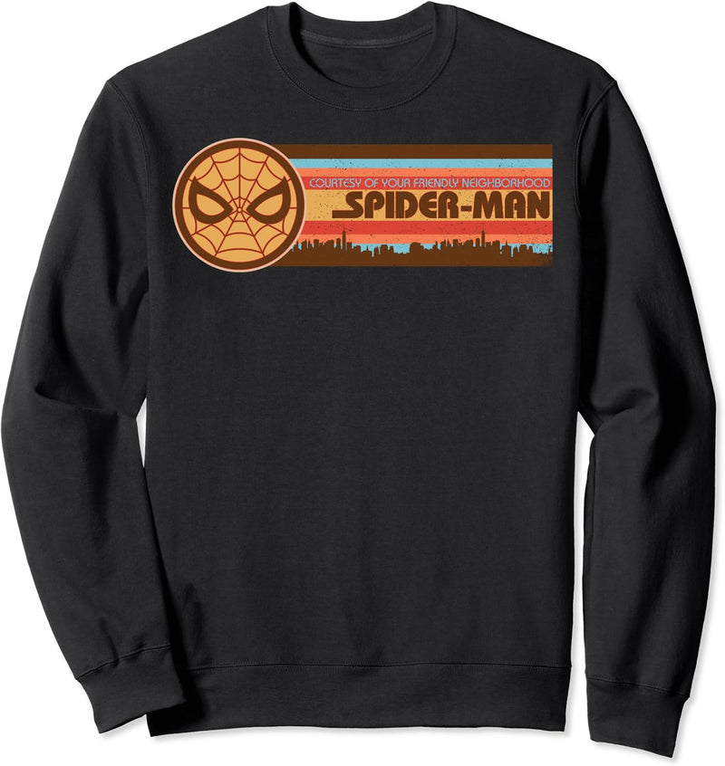 Marvel Spider-Man Retro Striped Skyline Sweatshirt
