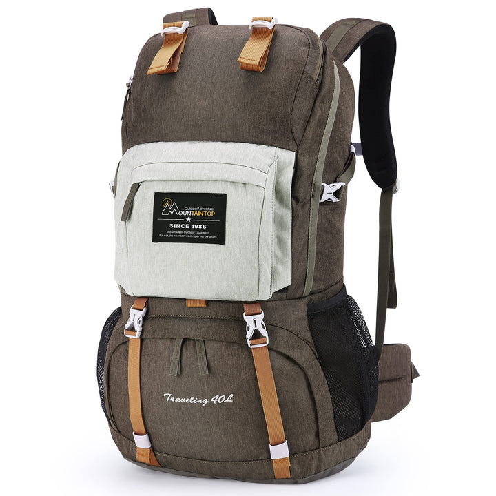 Mountaintop 40L Wanderrucksack Herren Damen mit Regenhülle für Reisen 40 Liter Braun, 40 Liter Braun