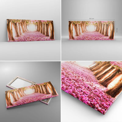 Wandbilder Dekoration Wohnzimmer Baum Blumen Kirsche Natur Panorama Bilder auf Leinwand 120x50cm Lei