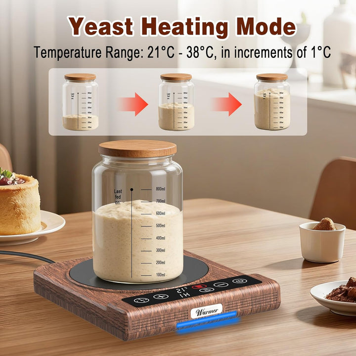 Sauerteigstarterwärmer, Tassenwärmer Zwei-in-einem, Wärmeplatte Präzise 1℃ Thermostat (Gärungsmodus: