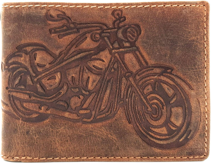 Jockey Club echt Leder Biker Geldbörse quer Hunterleder Portemonnaie Motorrad mit 50cm Kette & RFID