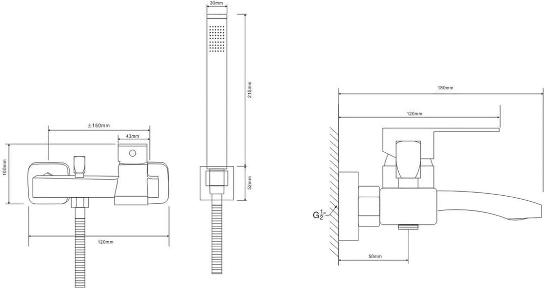 Badewannenarmatur Wand Mischbatterie Badewanne Messing Badewanne Dusche Heiss Und Kalt Wasserhahn Wa