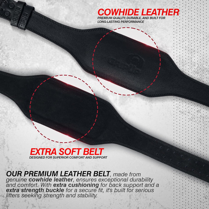 Gewichthebergürtel aus Leder – 7mm Dick, Verstellbarer Trainingsgürtel mit Gepolsterter Lendenwirbel