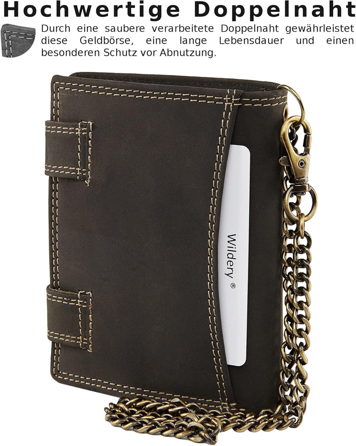 Wildery® RFID Biker Geldbörse mit Kette I Geldbeutel mit Kette Männer I Portemonnaie mit Sicherheits