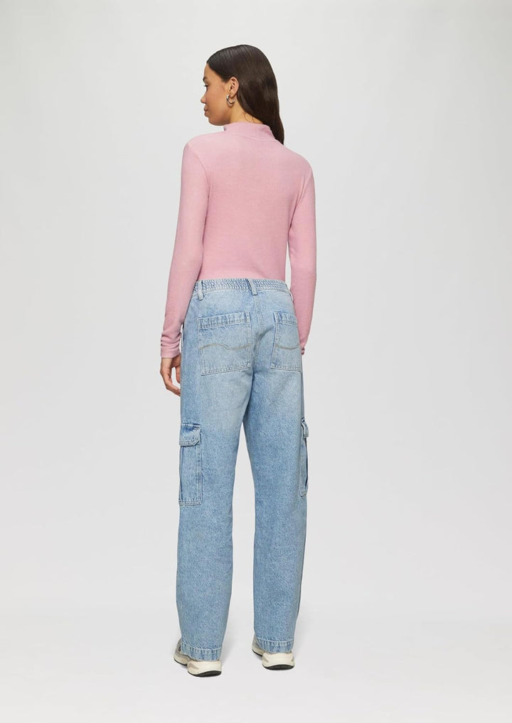 QS Damen Softes Longsleeve aus Viskosemix Langarmshirt mit Stehkragen (1er Pack) S Lilac/Pink 41w0,