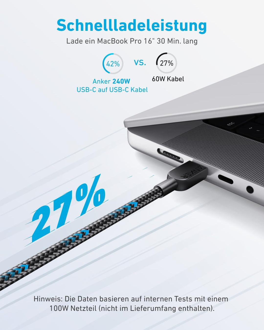 Anker USB C auf USB C Kabel 240W doppelt geflochtenes Nylon [3m] | Ladekabel für iPhone 17 Pro Max/i