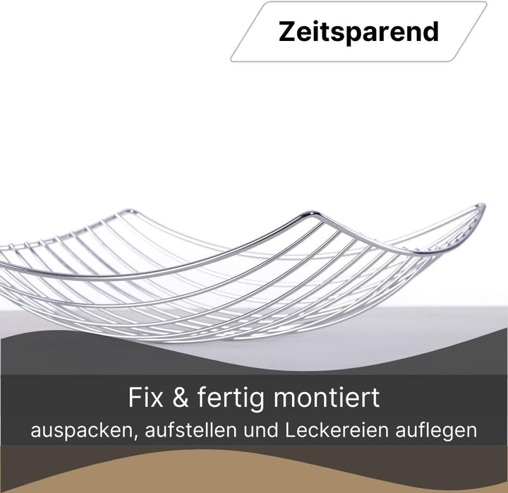 DESIGN FRÜCHTEKORB "PLATEAU" | 34 cm, Metall, silber | Früchtekorb, Deko Schale