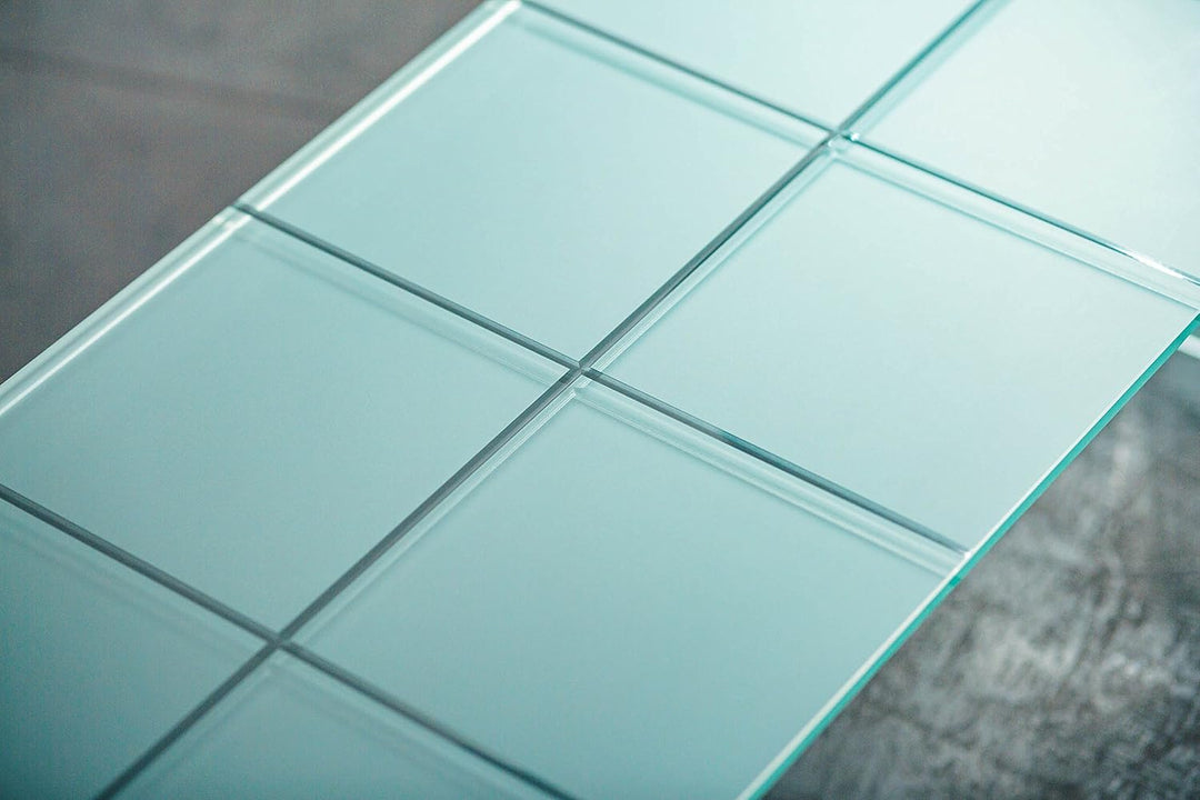 IMAGO FACTORY Audrey Couchtisch, Brücke aus satiniertem Glas, modern, Wohnzimmertisch, gross, Coucht