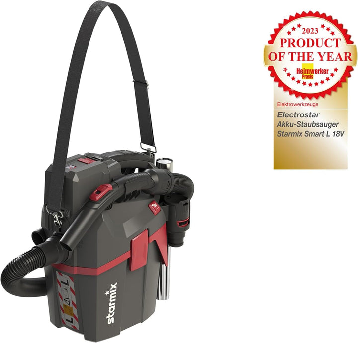 Starmix Akku Nass Trockensauger Set Smart L 18V - Industriesauger Staubklasse L mit Tragegurt flexib