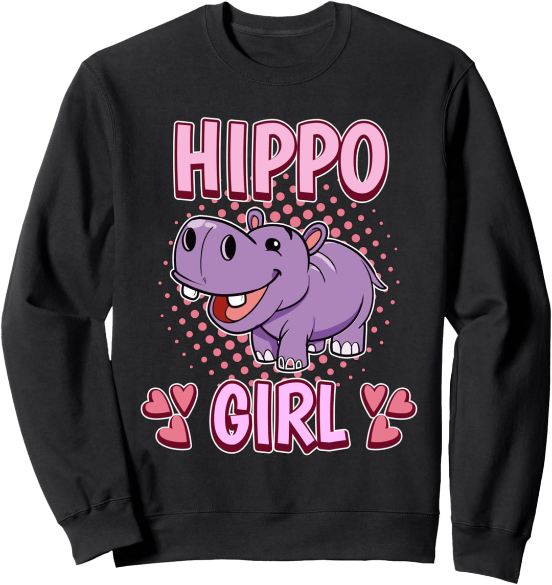 Damen Hippo Girl Mädchen Nilpferd Sweatshirt
