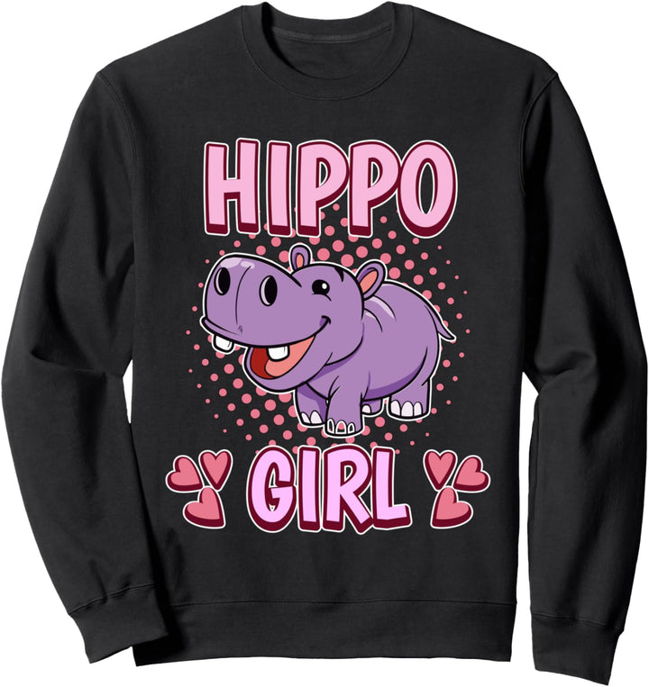 Damen Hippo Girl Mädchen Nilpferd Sweatshirt