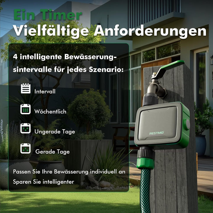 RESTMO 1 Zone Bewässerungscomputer mit Durchflussmesser, Bewässerungssteuerung für Garten &amp; Rasen, M