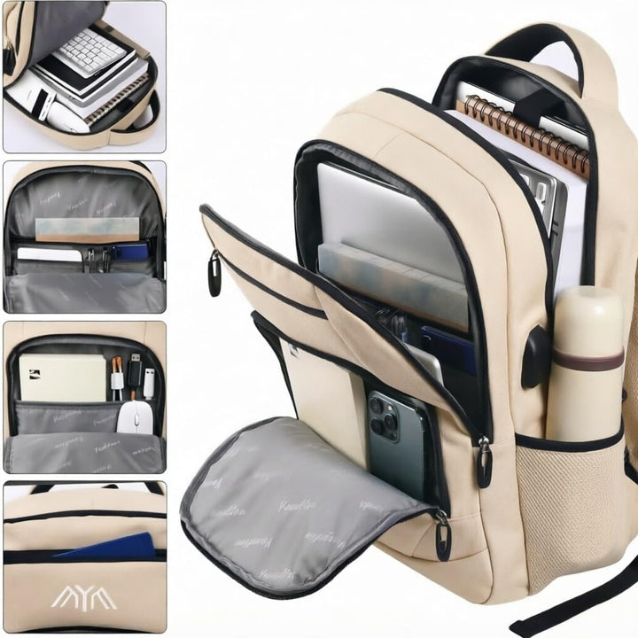 YAMTION Schulrucksack Herren Damen Jungen Mädchen Teenager 15,6 Zoll Notebook USB Ladeanschluss Dayp