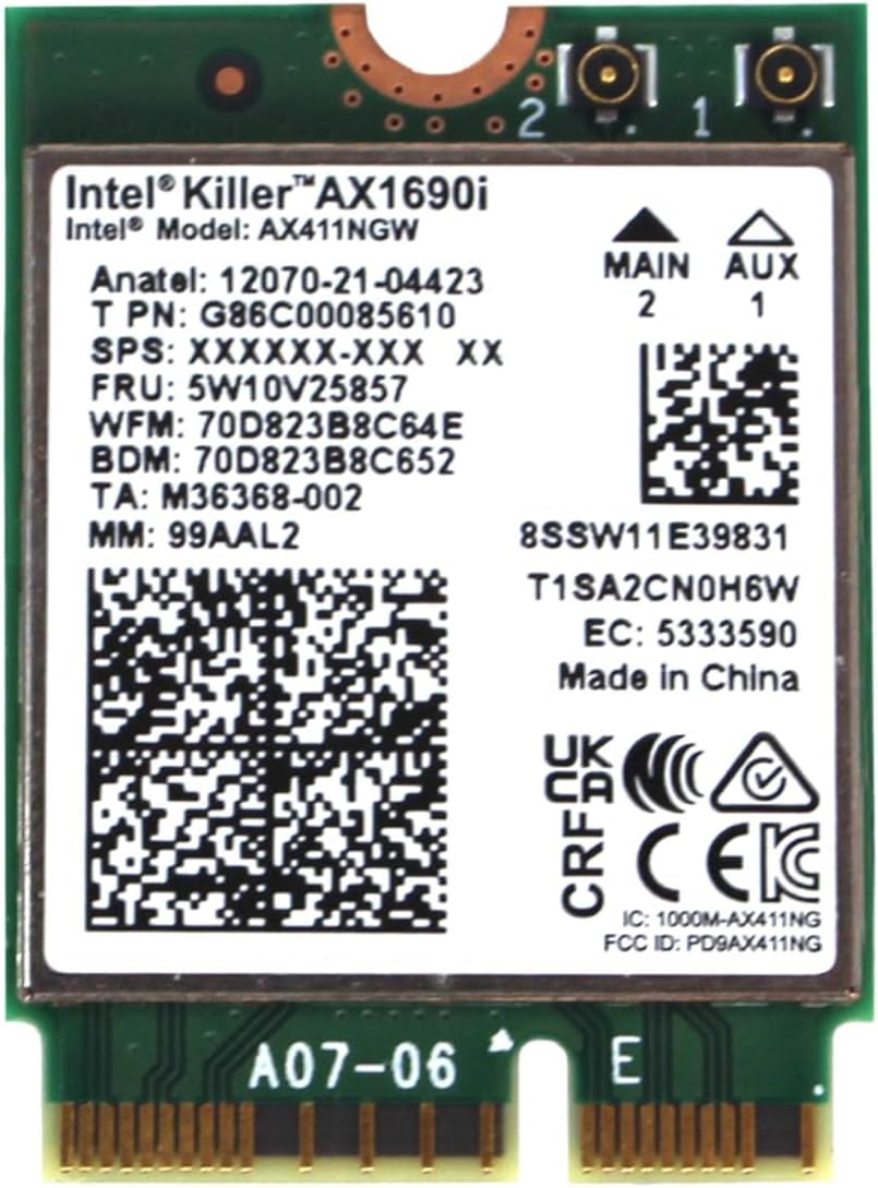 Intel NIC WI-FI 6E AX1690 Netzwerkkarte Bluetooth 5.3-2x2 NovPro, grün, AX411.NGWG.NVX - WLAN Karte