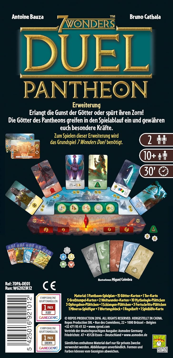 Asmodee | Repos Production | 7 Wonders Duel – Pantheon | Erweiterung | Kennerspiel | Strategiespiel