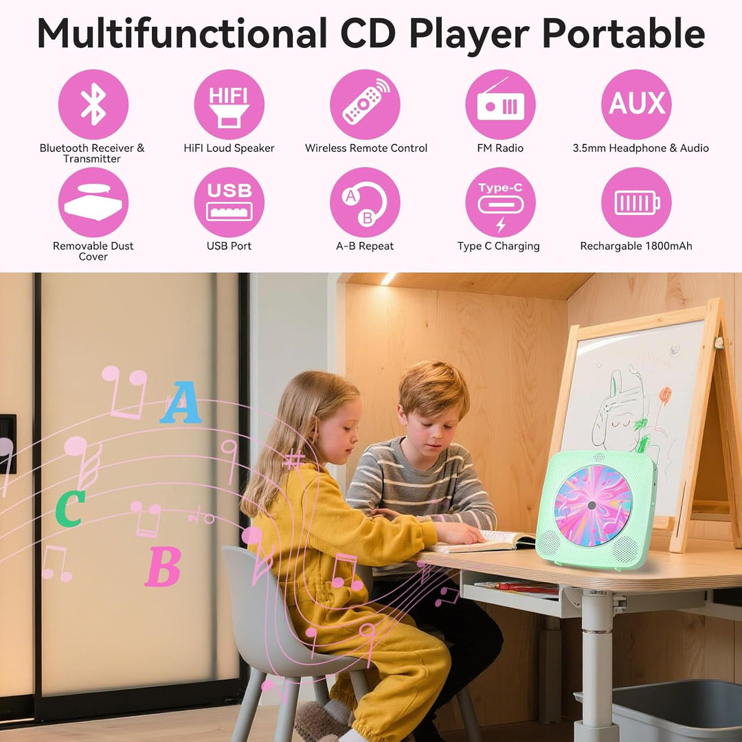 Radio mit CD Player Kinder: Kegaudio Tragbarer CD Players Tragbar mit Bluetooth Lautsprecher Frontan