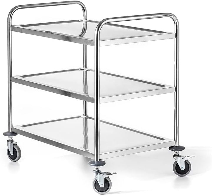 Servierwagen | Küchenwagen | 3 Etagen | bis 75 kg | Tablettabstand 27 cm | Edelstahl, 3 Etagen