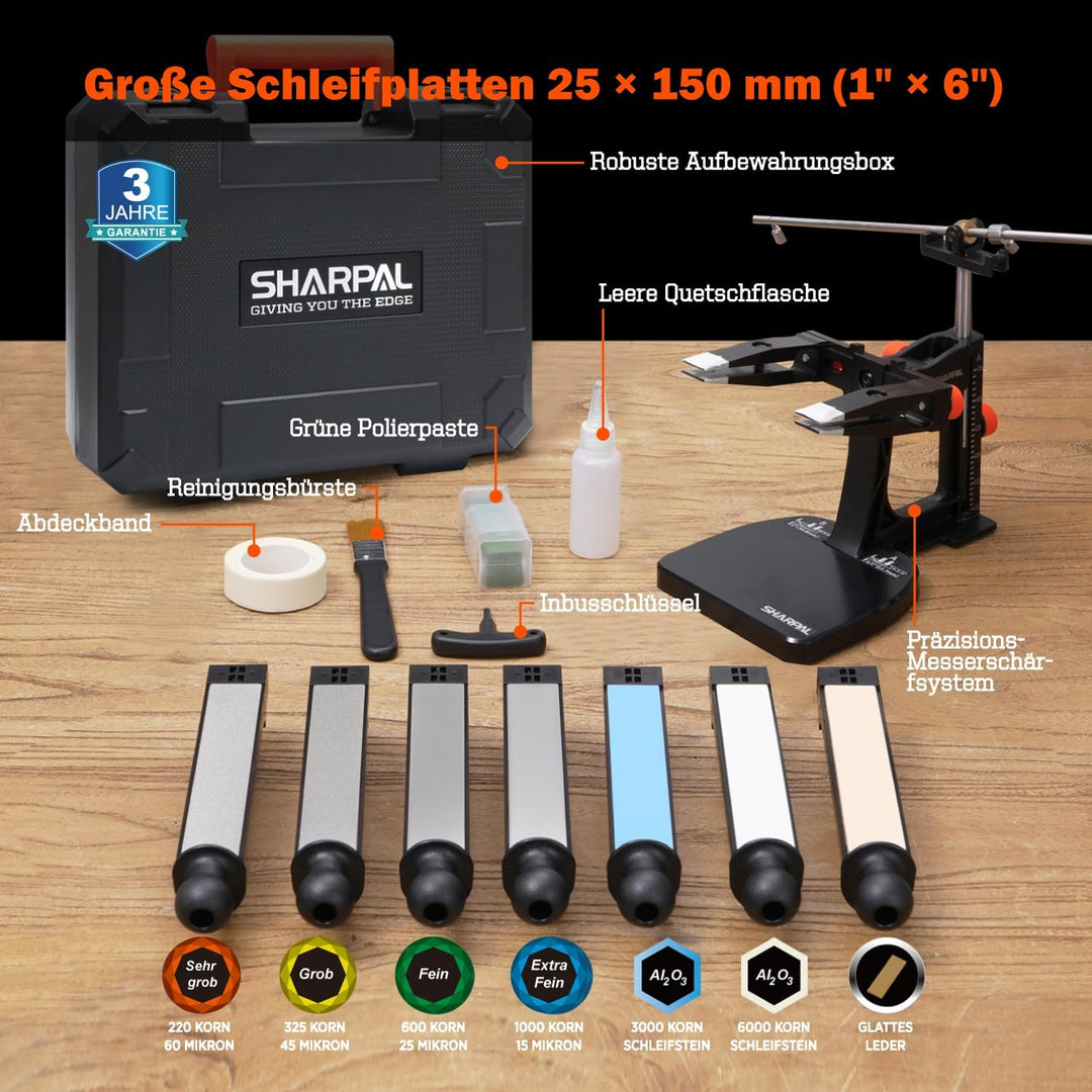 SHARPAL 202H Präzisions-Messerschärfsystem – Einstellbarer Winkel 10–35° Messerschärfer Set mit 7 Sc