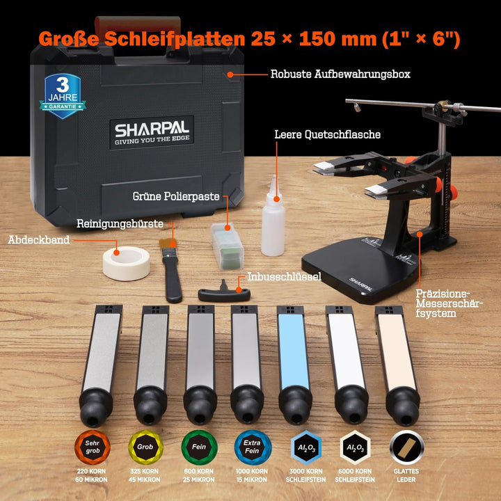 SHARPAL 202H Präzisions-Messerschärfsystem – Einstellbarer Winkel 10–35° Messerschärfer Set mit 7 Sc