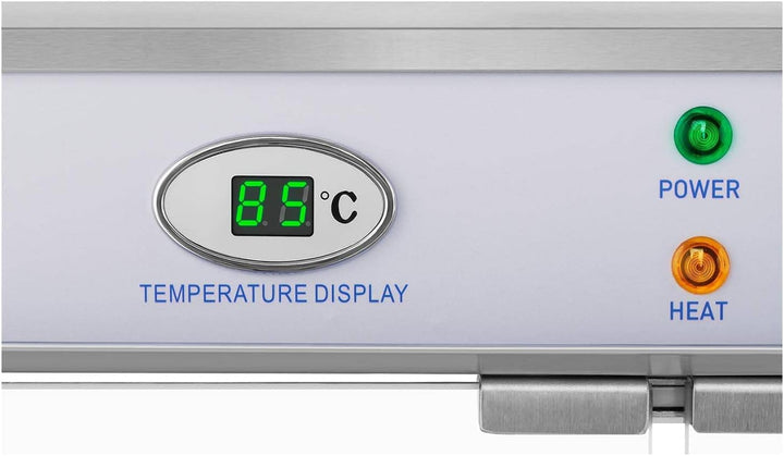 Royal Catering RCHT-1200B Heisse Theke Warmhaltevitrine Aufsatzvitrine 1.200 W Edelstahl LED-Display