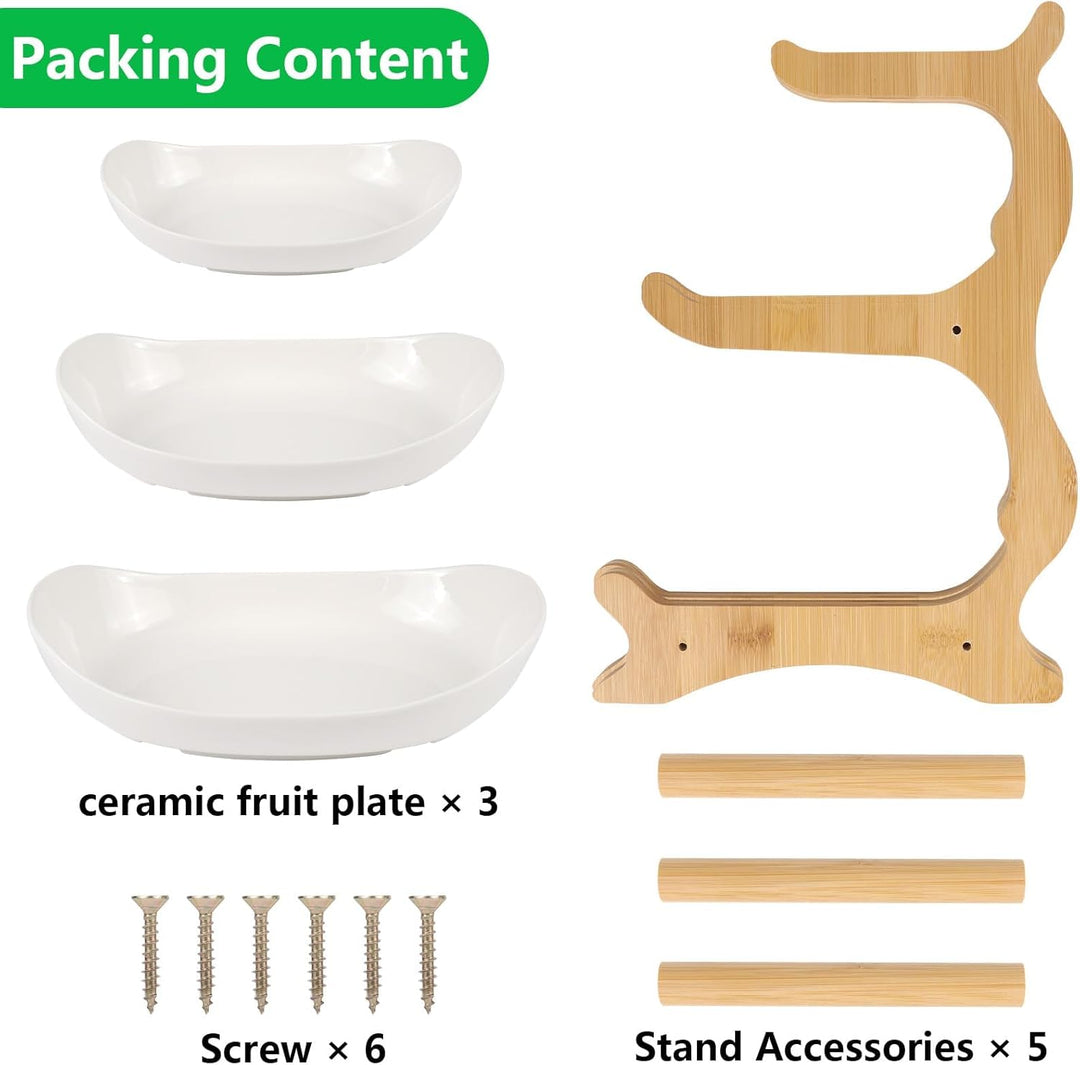 Dreamhigh® Keramik Obst Etagere mit 3 Etagen, Platzsparendes Obstkorb Etagere für die Familie, Stabi