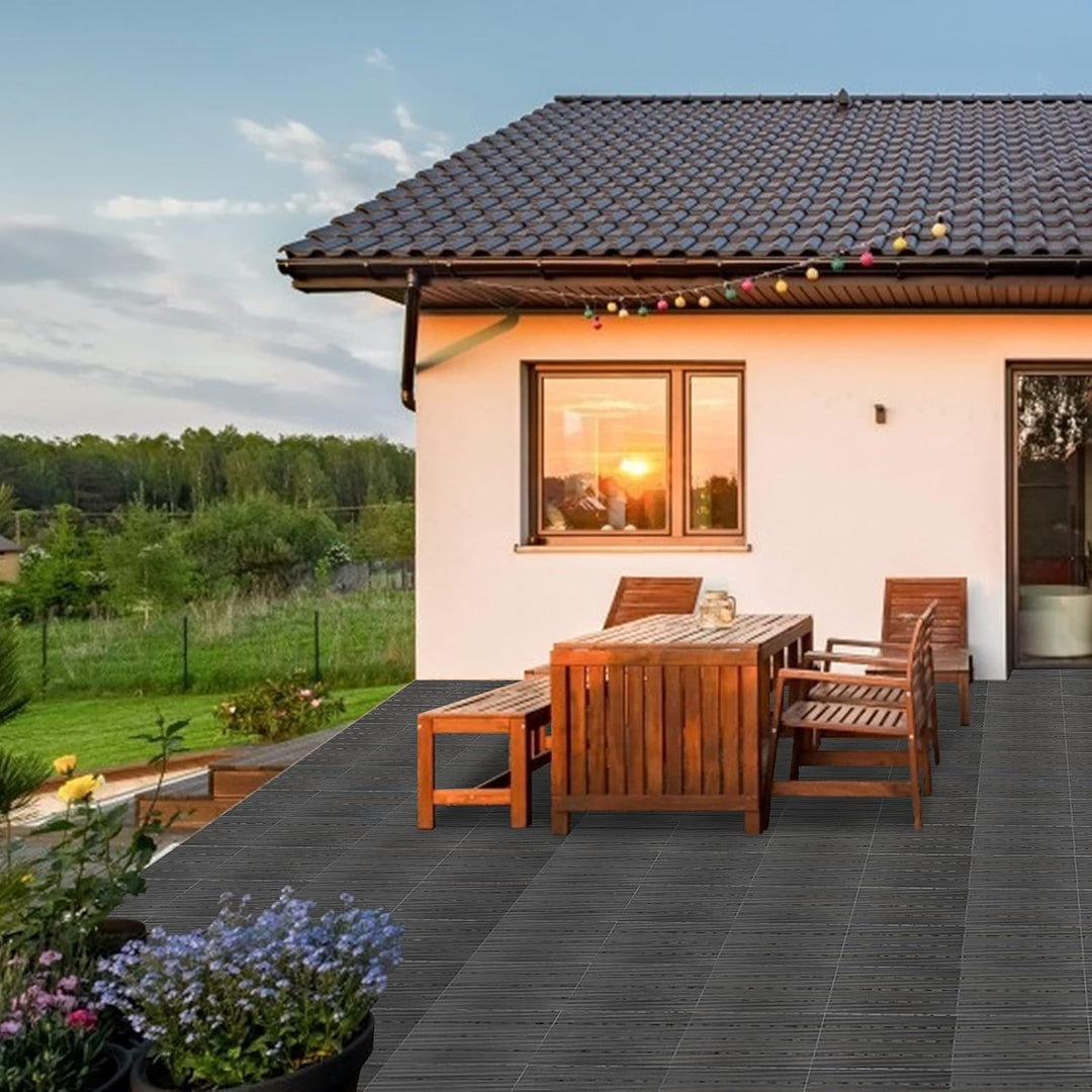 Gimisgu WPC Terrassenfliesen Holzoptik, Balkonfliesen Klicksystem Terrassendielen Klickfliese Kunsts