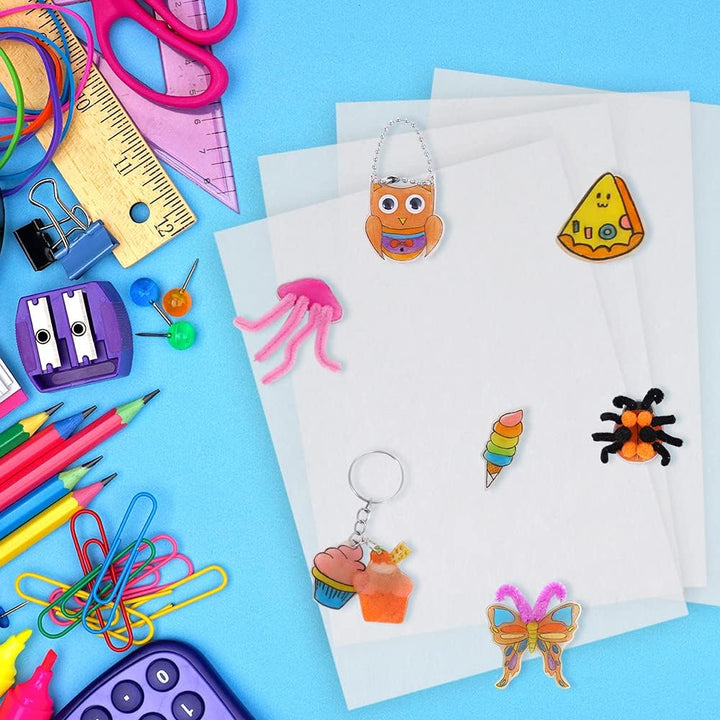 Auihiay 50 Stück Blank Shrink Plastikblätter Schrumpfen Papierblätter für Kinder Kreatives Basteln,