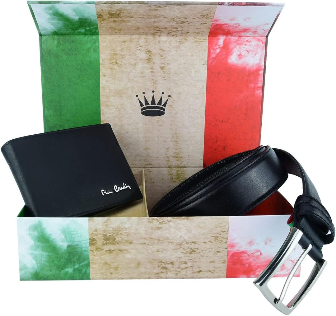 Pierre Cardin Herren-Geschenkbox, Geldbörse mit RFID-Schutz und Echtledergürtel