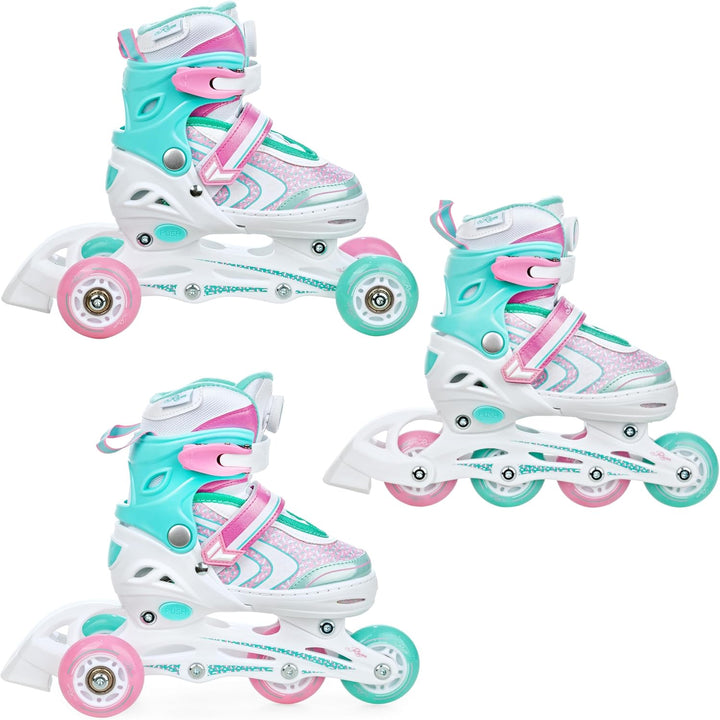 RAVEN 3in1 Inline Skates Triskates Rollschuhe Inliner für Kinder Mädchen verstellbar 27-30 (16,5cm-1
