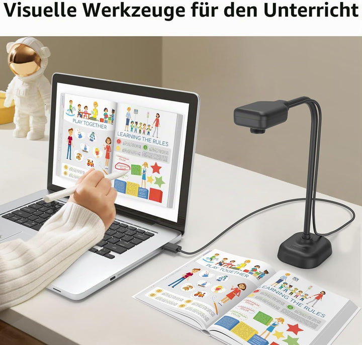 Dokumentenkamera für Lehrer und Klassenzimmer, USB-Webcam/Doc-Kamera, integriertes Mikrofon, Mac OS,