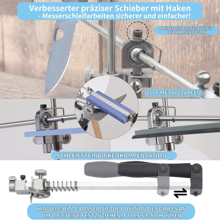 CWOVRS Messerschärfer Profi, RX-009 Messerschärfsystem Edelstahl, 360° Flip Drehung mit festem Winke