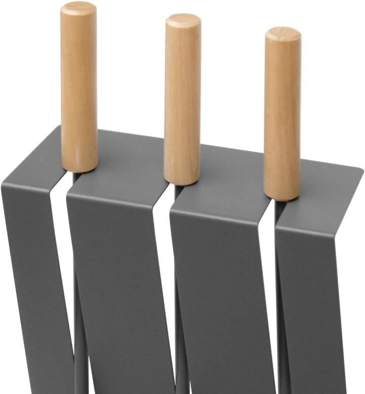 raik R1007 Raik Kaminbesteck Gustav, 3-teilig, Anthrazit, Holzgriffe,