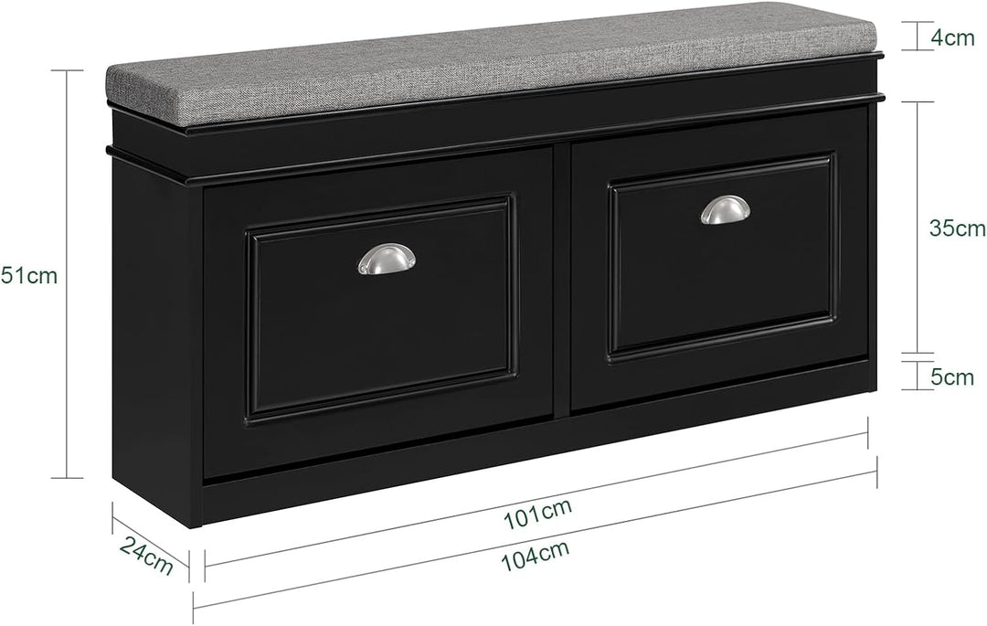 SoBuy Schuhbank mit Sitzfläche Sitzbank mit Stauraum und 2 Klappen, schmaler Schuhschrank mit Sitzba