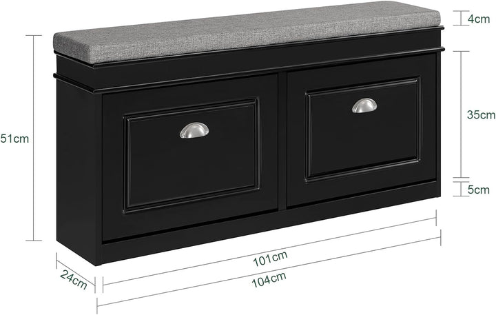 SoBuy Schuhbank mit Sitzfläche Sitzbank mit Stauraum und 2 Klappen, schmaler Schuhschrank mit Sitzba