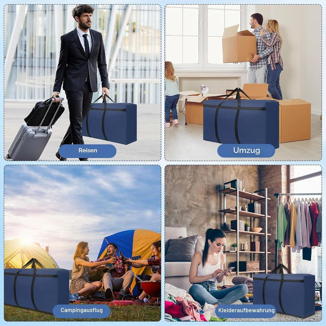 2Stück 180L Aufbewahrungstasche, Grosse Umzugstaschen, 600D Oxford Auflagentasche, XXL Reisetasche,