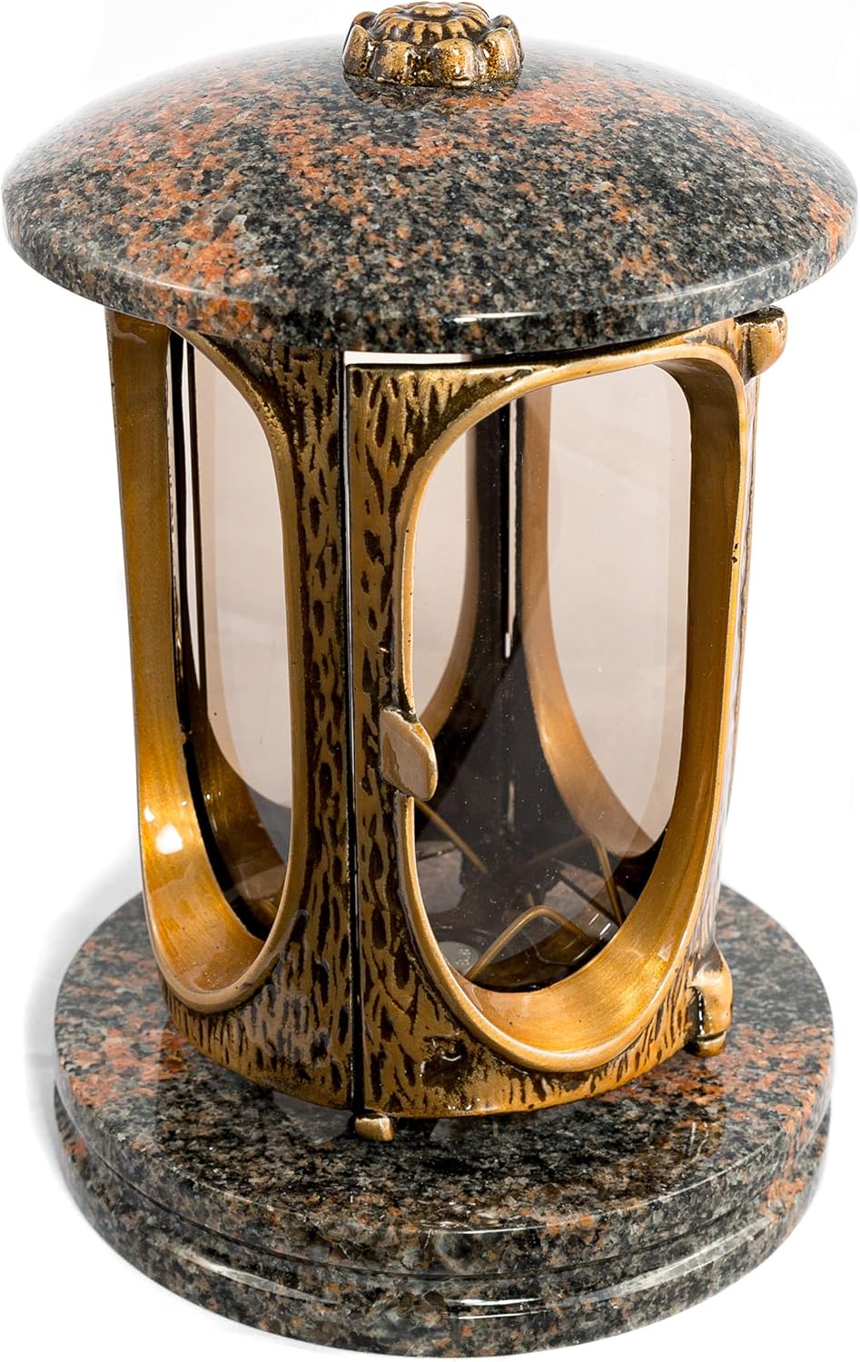 Stilvolle Grablaterne Elégant Granit Aurora Finnland Höhe 23 cm/Ø 15 cm Grableuchte Grablicht Grabla
