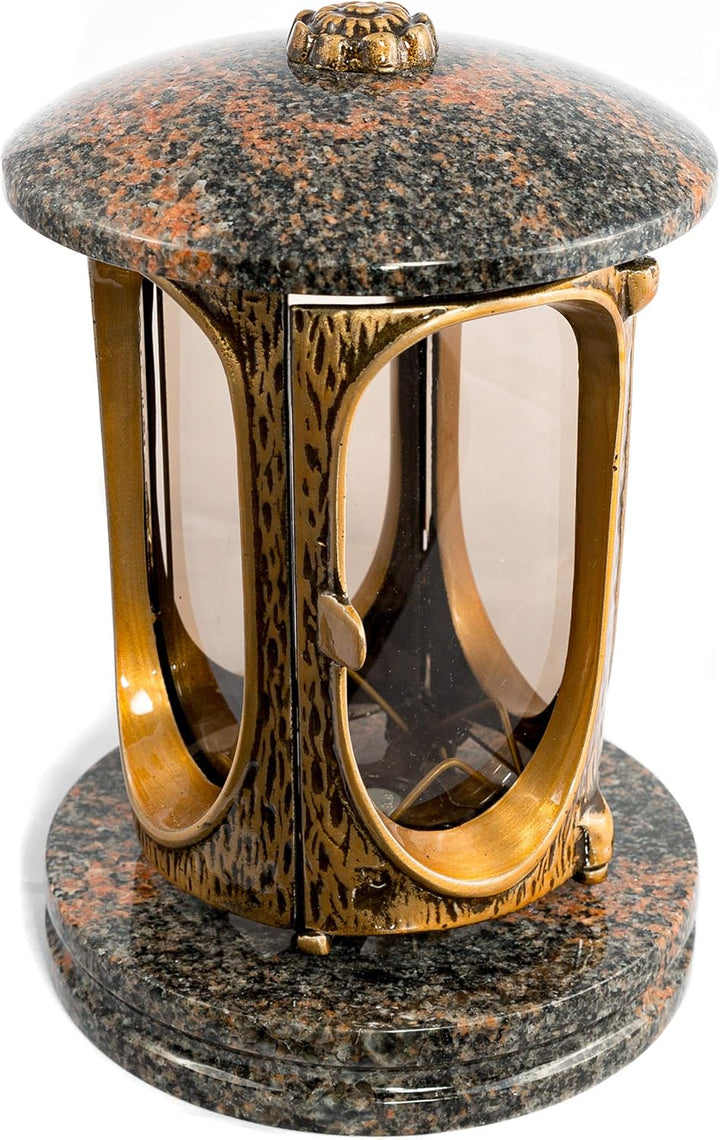 Stilvolle Grablaterne Elégant Granit Aurora Finnland Höhe 23 cm/Ø 15 cm Grableuchte Grablicht Grabla