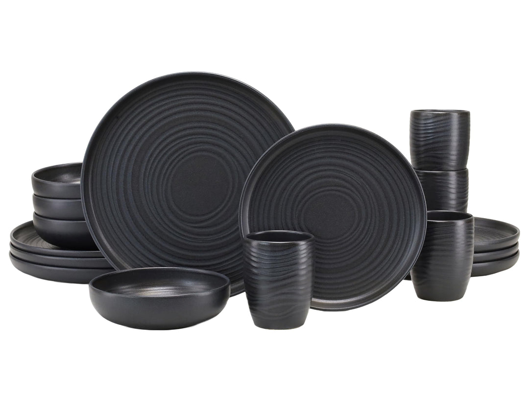 CreaTable 23860, Serie Uno Black Lava Stone, Kombiservice 16 teilig Black Lava Stone Kombiservice 16