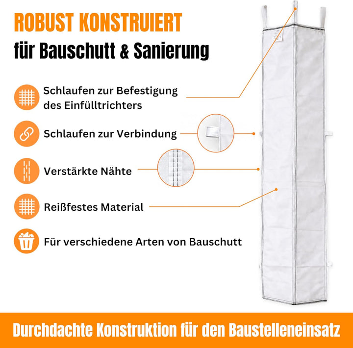 Schuttrutsche 6m | flexible 2X 3 Meter Schlauch, hohe Stabilität, einfache Installation | Bauschuttr
