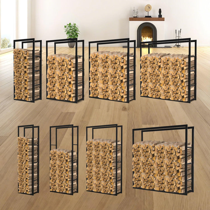 Ikodm kaminholzregal Innen und Aussen, Metall Brennholzregal aussen 60 x 25 x 150CM, Holzstapelhilfe